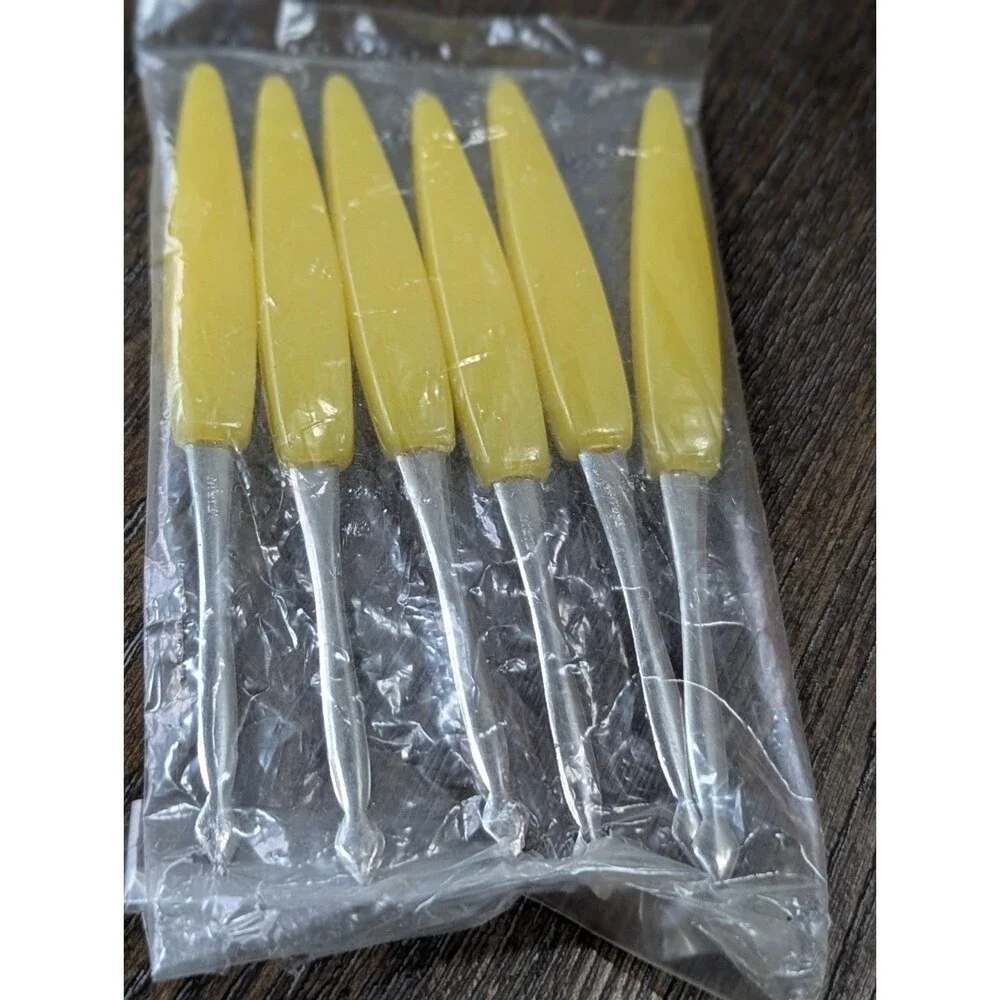VTG Snak Piks Appetizer Picks and Holder Yellow Orange Ombre Retro MCM 60s 70s